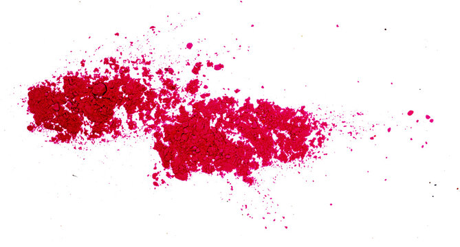 Vivid red and pink pigment powder heap on textured paper in white background, png, cut out