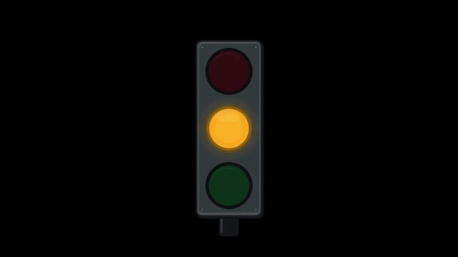 Traffic signal changing from green to amber and red on transparent background