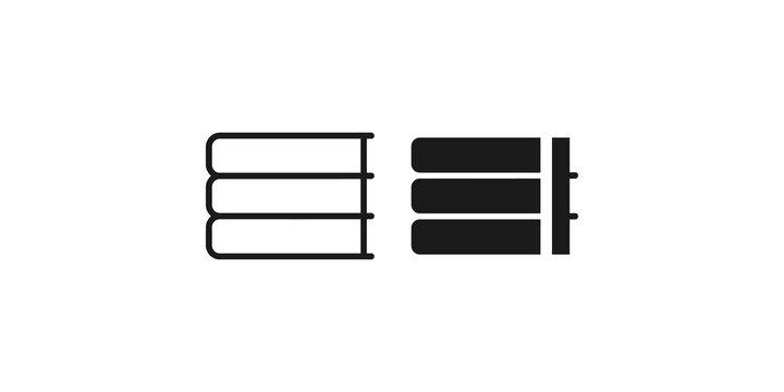 Server rack outline and solid vector icons for database and network storage.