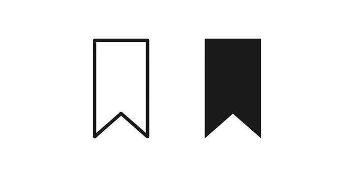 Black and white bookmark icon for saving important digital content.