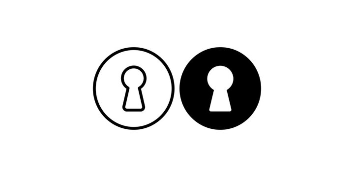 Keyhole circular black icons with outline and solid styles for gate access.