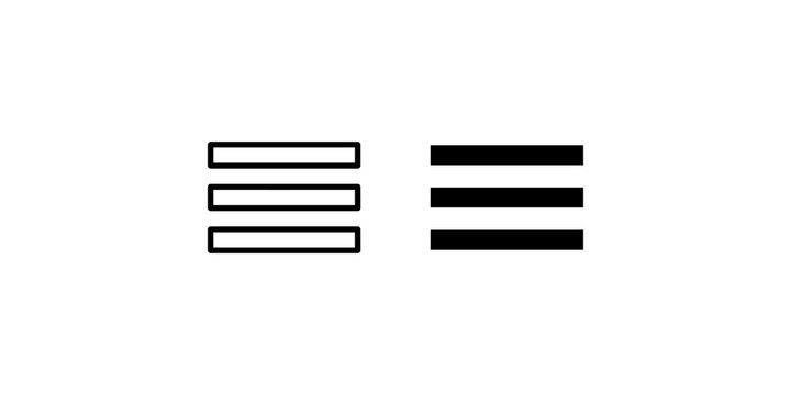 Hamburger menu icons with outline and solid black lines for interface control.