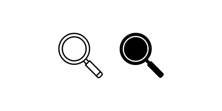 Black and white outline magnifying glass zoom search vector illustration.