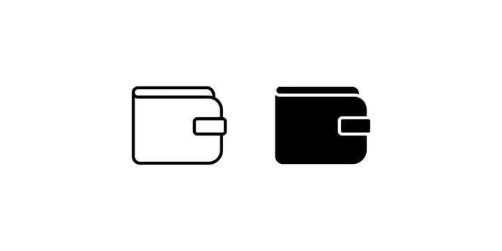 Wallet icons featuring solid and outline styles for digital finance applications.