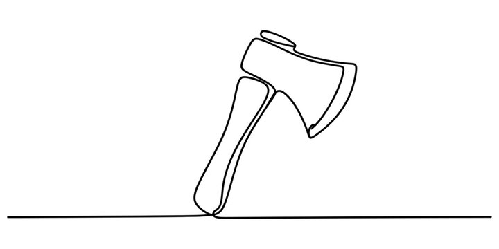 Continuous single line drawing of a sharp hand axe tool