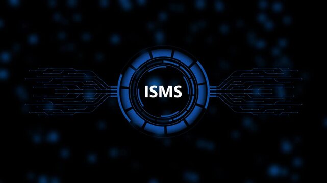 ISMS - Information security management System concept. optical lager light background.4k motion video..