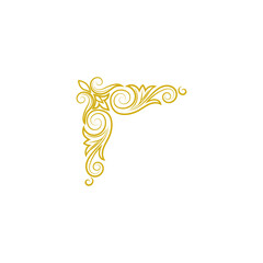 Gold corner flourish ornamental design element isolated on transparent background © MSTLATIFA