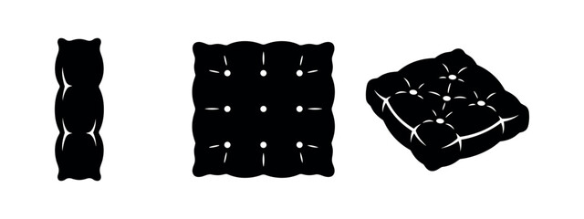 Fototapeta premium Tufted Cushion and Floor Pillow Silhouette Icons Set