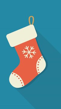 Animated Christmas stocking swinging representing festive holiday anticipation, gift giving tradition, and winter seasonal celebration. (loopable)