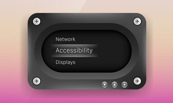 Vector mockup illustration of a dark industrial system settings menu user interface panel