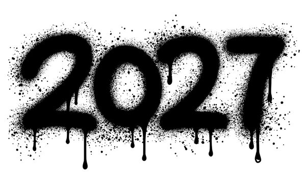 2027 new year graffiti in spray paint style.