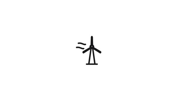 Wind Turbine Propeller Line Art Animation for Clean Sustainable Electric Power