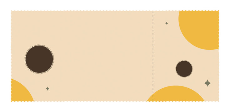 Vintage ticket design with text copy space and shapes on it, transparent 