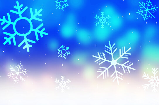 Winter concept with blue gradient and galling random snowflakes, transparent backdrop