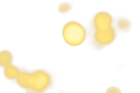 Yellow glowing unfocused and blur bokeh lights, transparent, overlay design