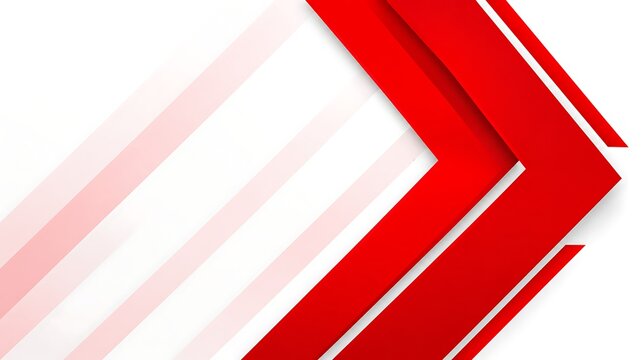 Minimalist red chevron arrows pointing right. Abstract geometric arrow pattern in paper cut style. Modern directional vector graphic design on white background.