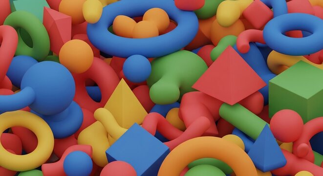Abstract 3D Colorful Geometric Shapes Background