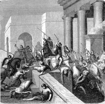 Battle of the Various Parties in Ancient Rome, 87 BC the History of Ancient Rome, Roman Empire, Italy, Historical, digitally restored reproduction of a 19th century original