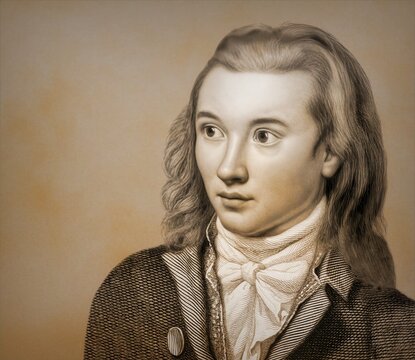 Portrait of Georg Philipp Friedrich Freiherr von Hardenberg, pseudonym and pen name Novalis, 1772 - 1801, German poet of Early German Romanticism, digitally edited