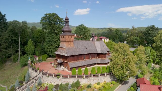 Wooden church of St. Simon and St. Jude Thaddeus in Lodygowice, Poland The Wooden Architecture Trail in Silesian Voivodeship