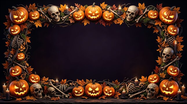 halloween frame with pumpkin