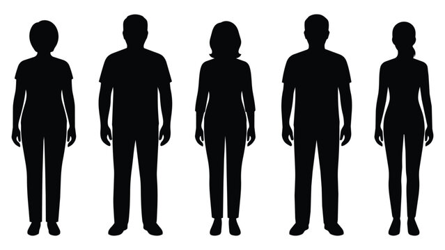 Silhouettes of Five Human Figures in Minimalist Style