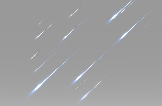 Glowing cyan meteor shower with fine diagonal trails, bright heads and soft fading blue illumination 