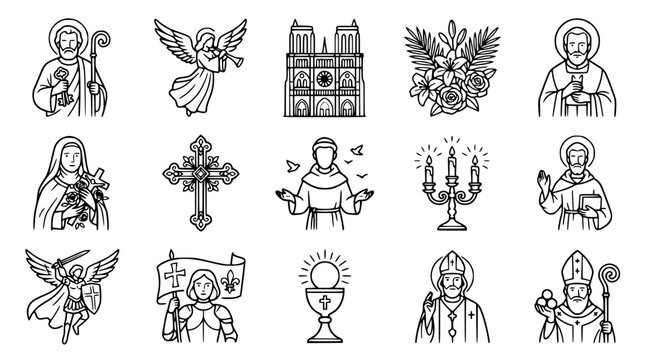 Christian Religious Icons Collection: Saints, Angels, Symbols, Notre Dame