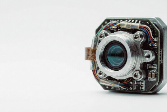 Close-up of a robotic camera sensor module