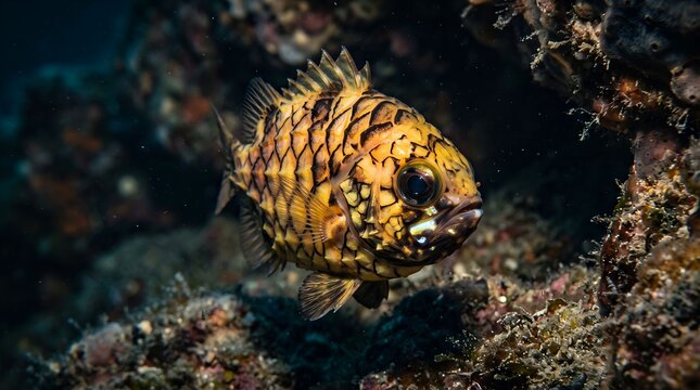 wild pinapplefish swimming 