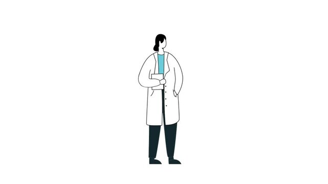 Professional female doctor standing in lab coat vector motion footage