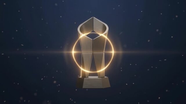 Abstract metallic modules assembling into a corporate trophy