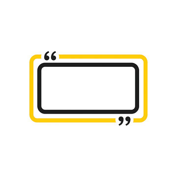Yellow and black rectangular quote box isolated on transparent