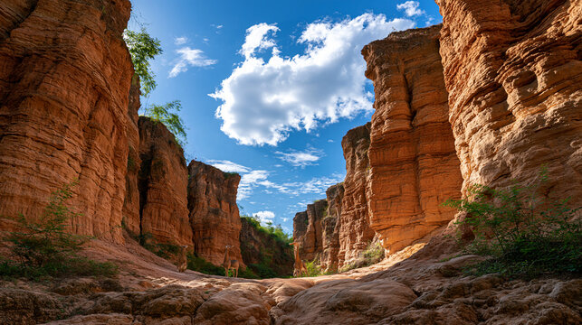 Pha Chor Canyon layered soil pillars under blue sky showcasing geological wonder and Northern Thailand travel landscape