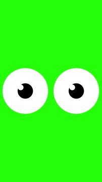 Animated cartoon eyes gif blinking in the dark and looking around and up and down. Isolated design element on Black Backdrop.