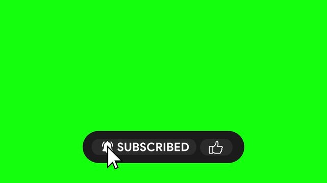 Green Screen Subscribe Button Animation Loop, Mouse Click and Bell Notification on Chroma Key