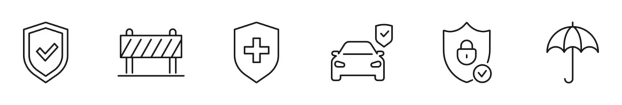Protection icon set. Security icon in line style. Editable web icons safe, shield, lock, safety etc. Vector illustration.