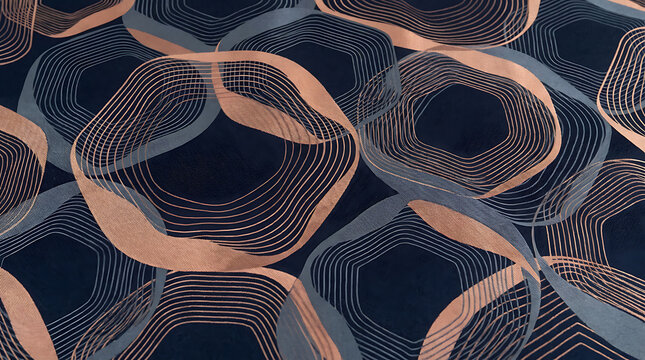 Abstract dark blue and copper geometric pattern background