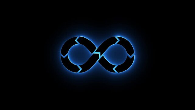 Glowing neon devops icon isolated on a transparent background. motion graphic of a devops concept. 4k animation video