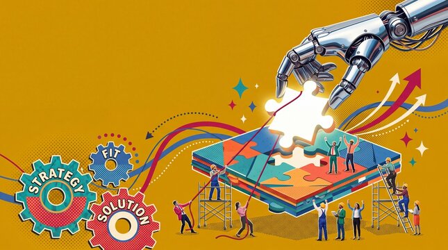 Robotic Hand Assembling Puzzle Pieces with Team Collaboration Representing Strategy and Solution Development