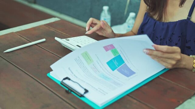 Accountant conducts audit research reviewing budget documents, specialized audit preparation guiding financial research before concluding final audit analysis.