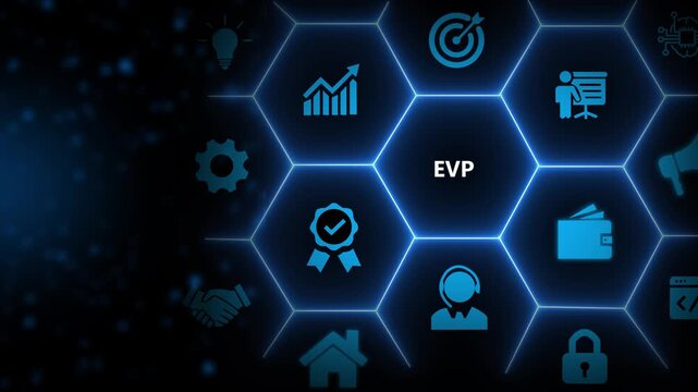 Employee value proposition (EVP) strategy concept. Attract, motivate and retain talented employees in a competitive job market through the corporate culture and benefits offering.