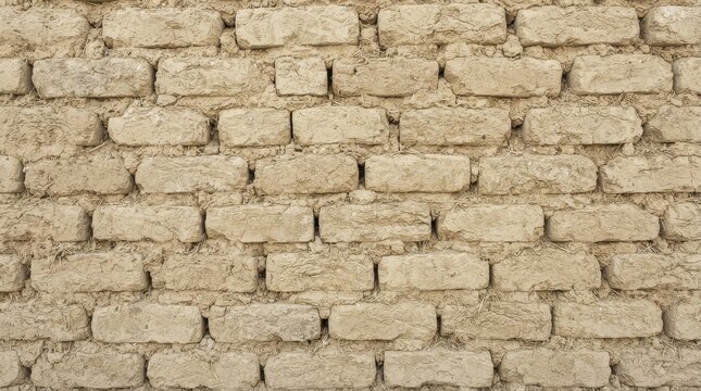Seamless textured background of an old adobe brick wall