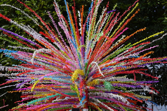 Bunga Manggar (Traditional Decoration): A traditional decoration made from colorful paper and thin wooden sticks, resembling a coconut tree. It is frequently used in traditional Malay wedding celebrat