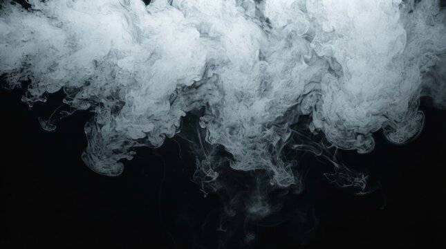 Wisps of white smoke swirling and rising against a dark black background.
