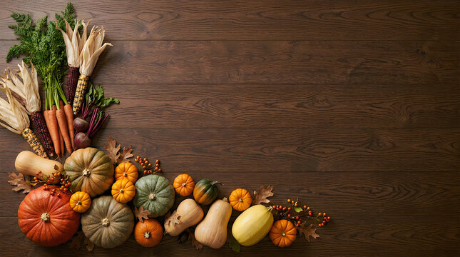 Autumn harvest abundance fresh vegetables and fruits still life display