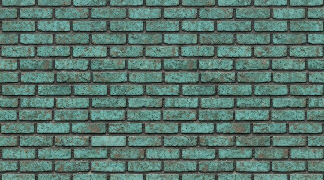 Aged green brick wall seamless texture background