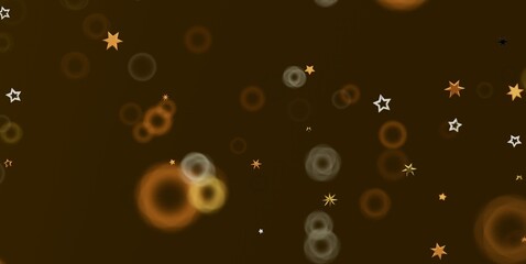 Dark brown backdrop adorned with festive golden stars and soft, glowing bokeh circles.