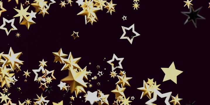 Abstract background featuring many golden and white stars, ideal for festive designs.