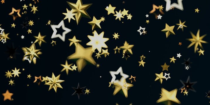 Festive and sparkling golden stars create a dynamic and elegant background for celebration.